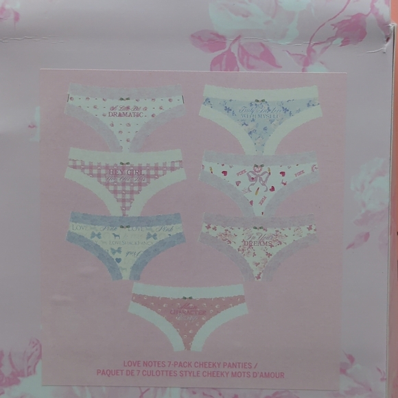 Pink x LoveShackFancy Cheeky Panties Pack Large Multicolor Set of 7 - Picture 5 of 10